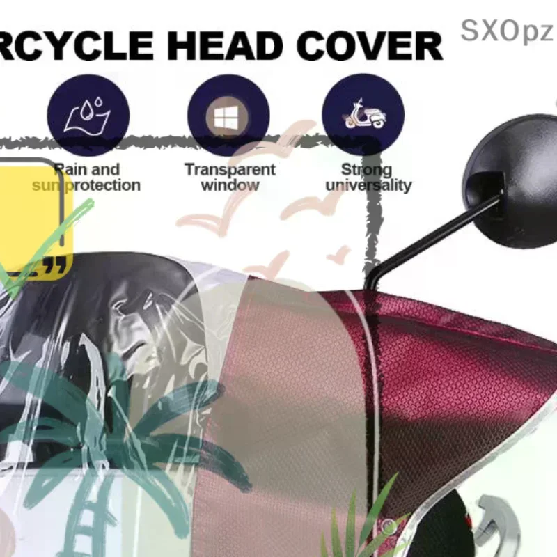 Electric Scooter Dashboard Rain Cover Transparent: Window Zipper Waterproof Dustproof E Bike