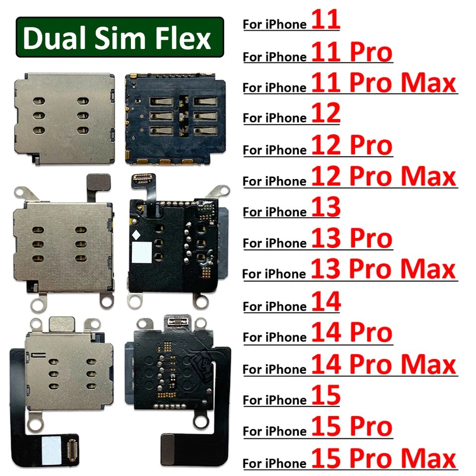 SIM Card Tray Socket Slot Adapter Connector Reader Flex Cable Dual