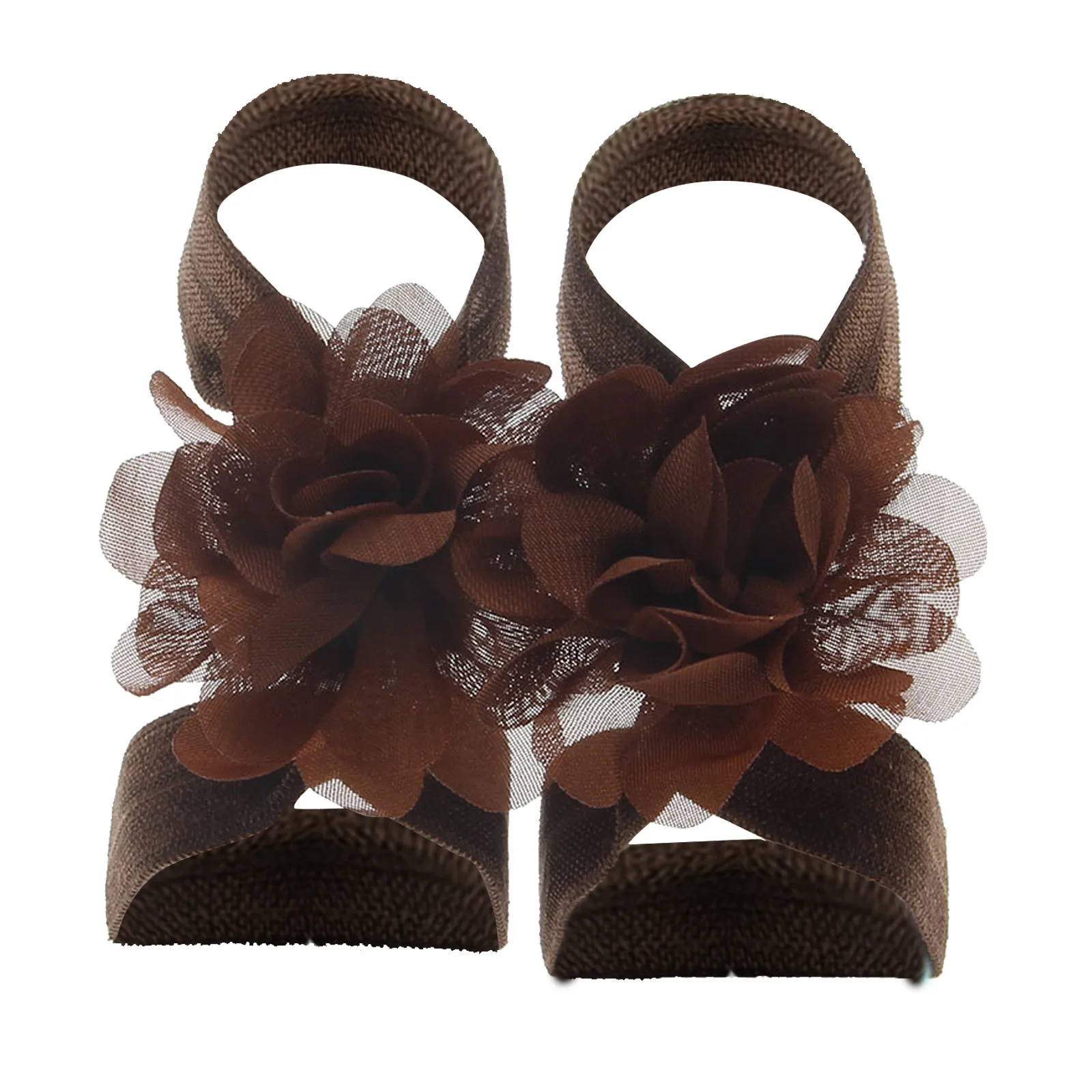 Boutique Chiffon Flower Barefoot Sandals for Baby Girls Newborn Photo Props Kids Fashion Accessories