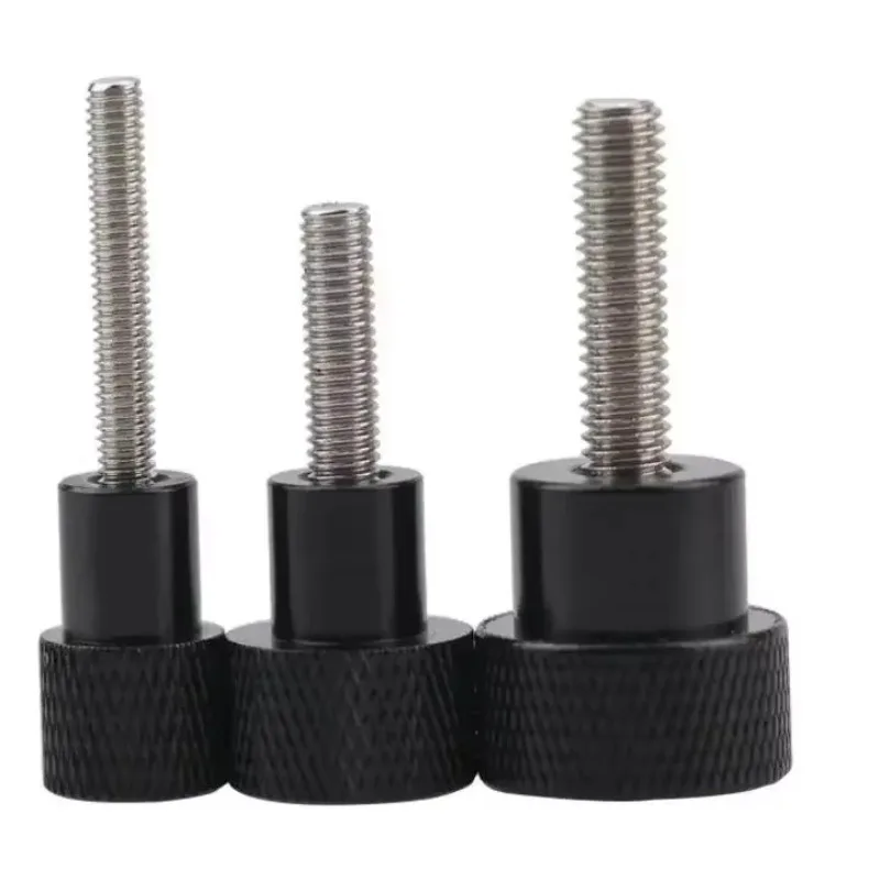 

tEPffrYa 1pcs M5 diameter 12mm aluminum alloy handle stainless steel hand screw high head knurling hand screws 10mm-27mm length