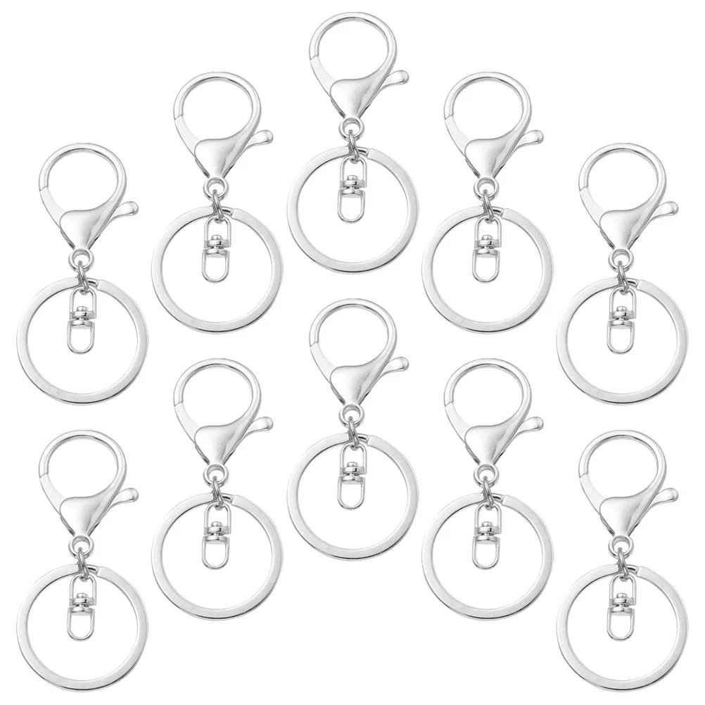 10Pcs Keychain Making Supplies Metal Key Chain Clips Hooks for Craft DIY Projects Secure Key Storage Lightweight Sturdy Design