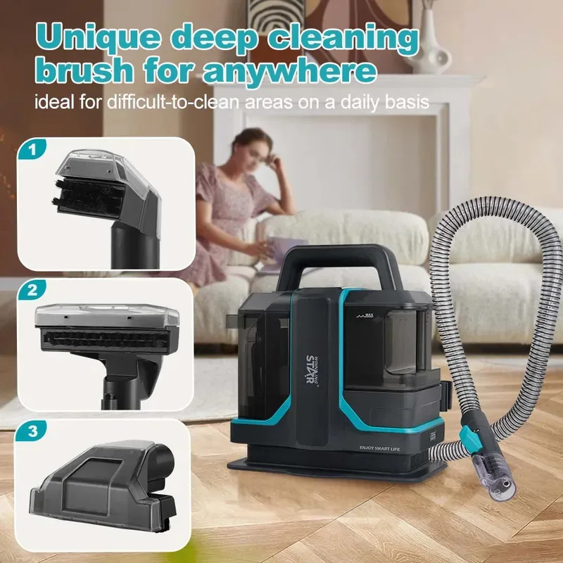 New Wet and Dry Vacuum Cleaner 15Kpa Portable Corded Sofa Carpet Cleaner Fabric Double Brush Head Stain Fabric Cleaning Machine