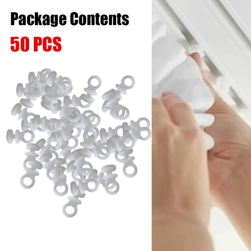 50pcs Plastic Curtain Track Hooks Runner Fit For Camper Van Motorhome Caravan Boat Ship Curtain Access Curtain Slide Rail Hook view 2