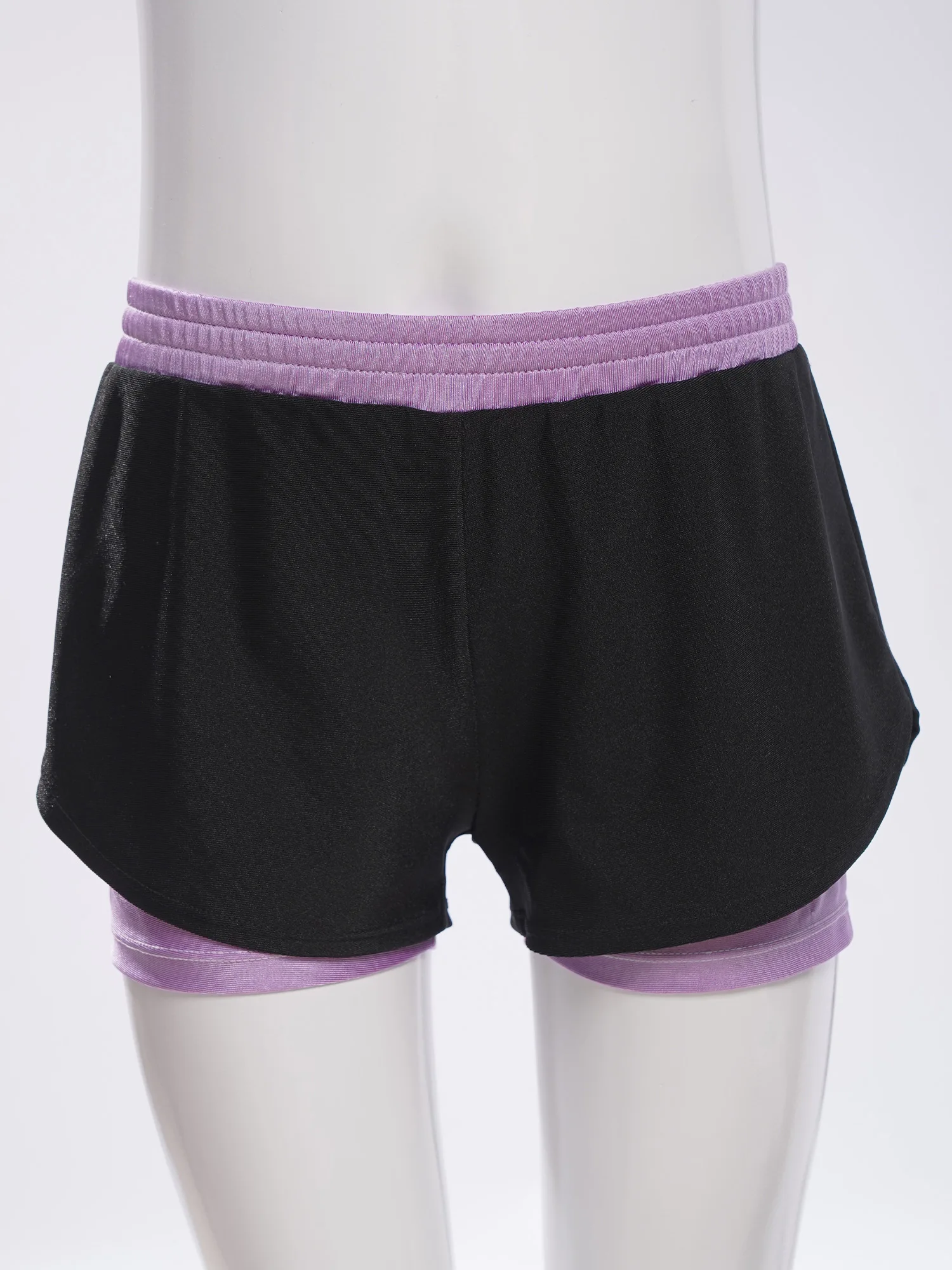 Kids Double-Layer Contrasting Shorts Yoga Sports Shorts for Children Girls Workout Clothing Running Cycling Bottoms Costumes