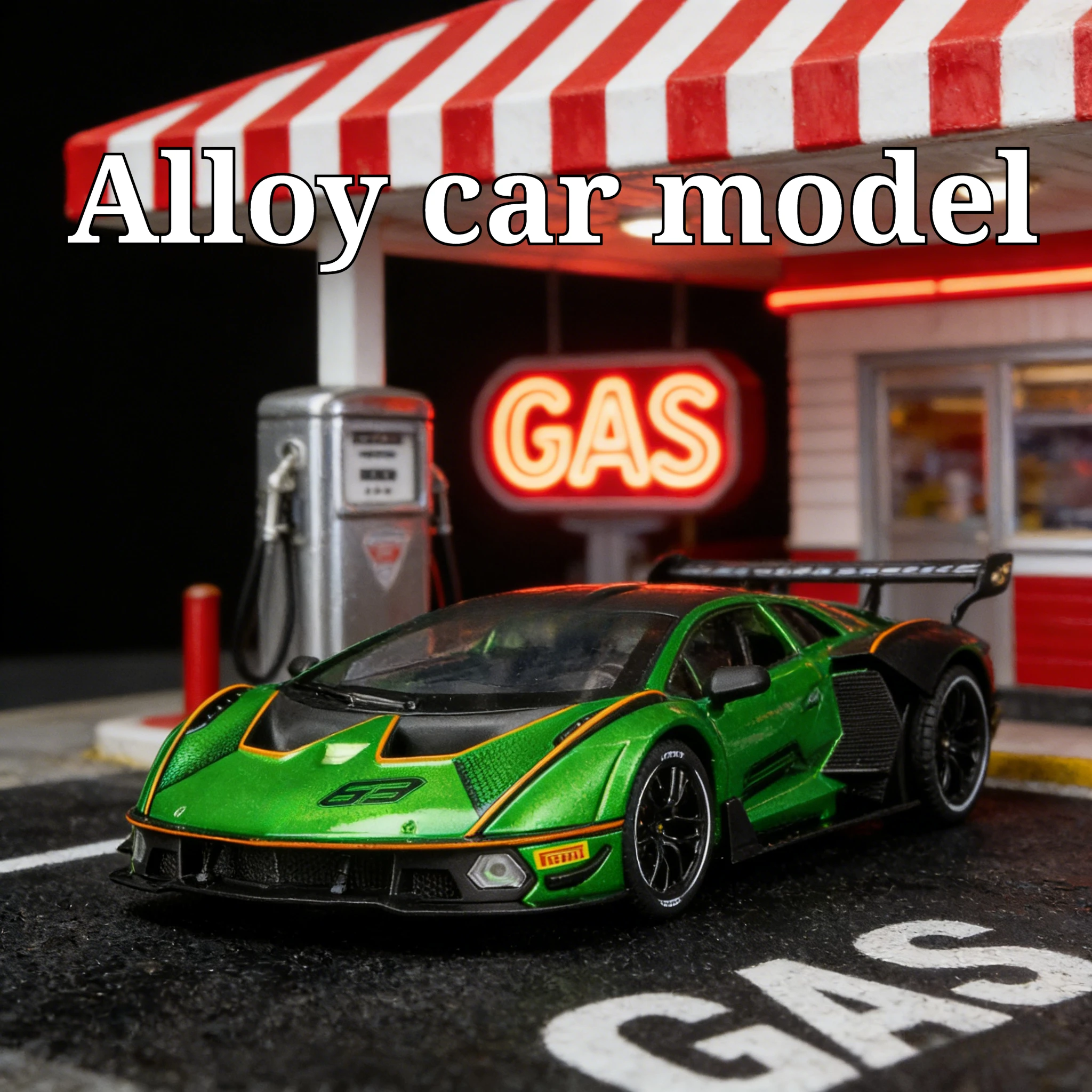 1:24 Lamborghini SCV12 coche de rally de aleación modelo colección de adornos de coche puertas y maletero del capó del motor se puede abrir Enviar a un amigo