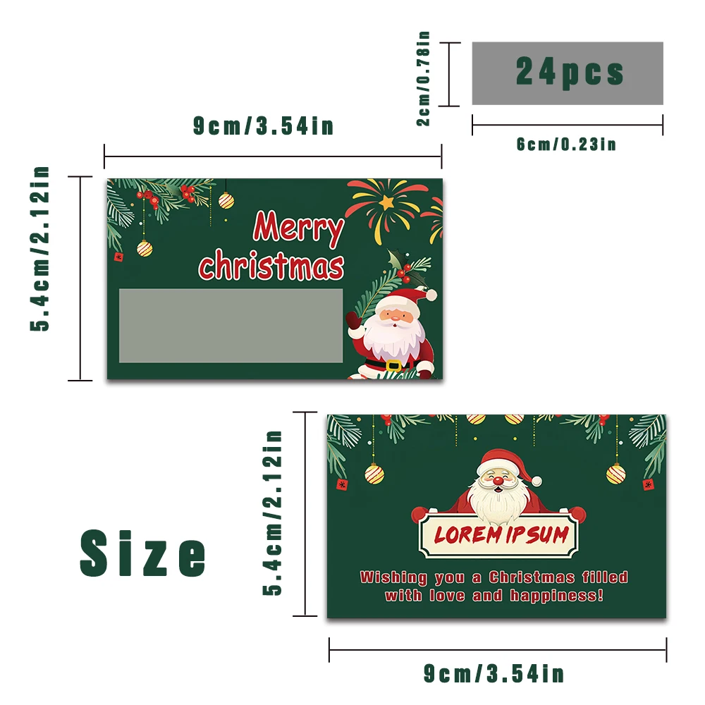 مجموعة بطاقات ملاحظات فارغة مكونة من 24 قطعة، بطاقات خدش سعيدة لعيد الميلاد، زينة للحفلات، هدايا عيد الميلاد، هدية عيد الميلاد للعام الجديد