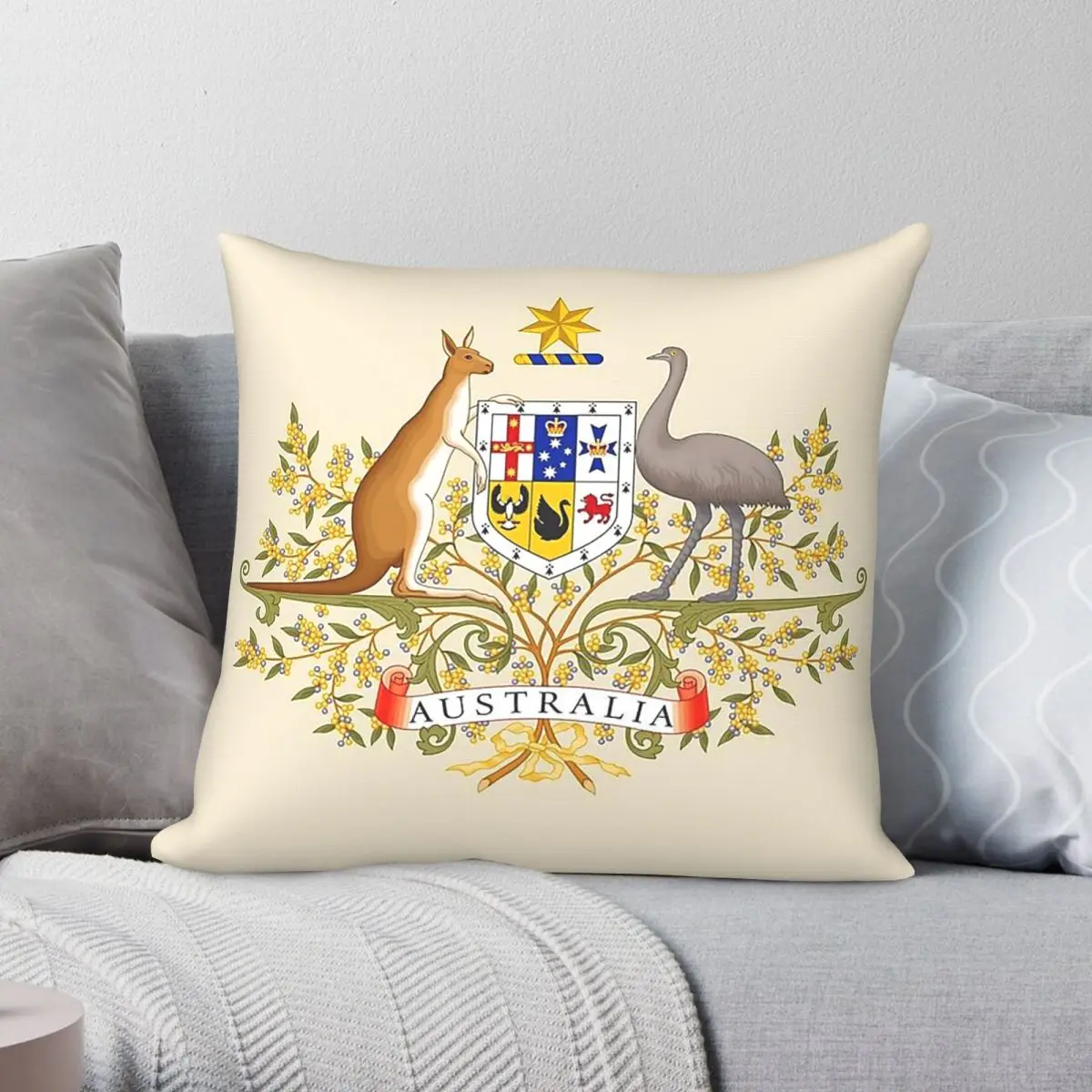 The Coat Of Arms Of Australia Square Pillowcase Polyester Linen Velvet Pattern Zip Decorative Throw Pillow Case Car Cover 45x45