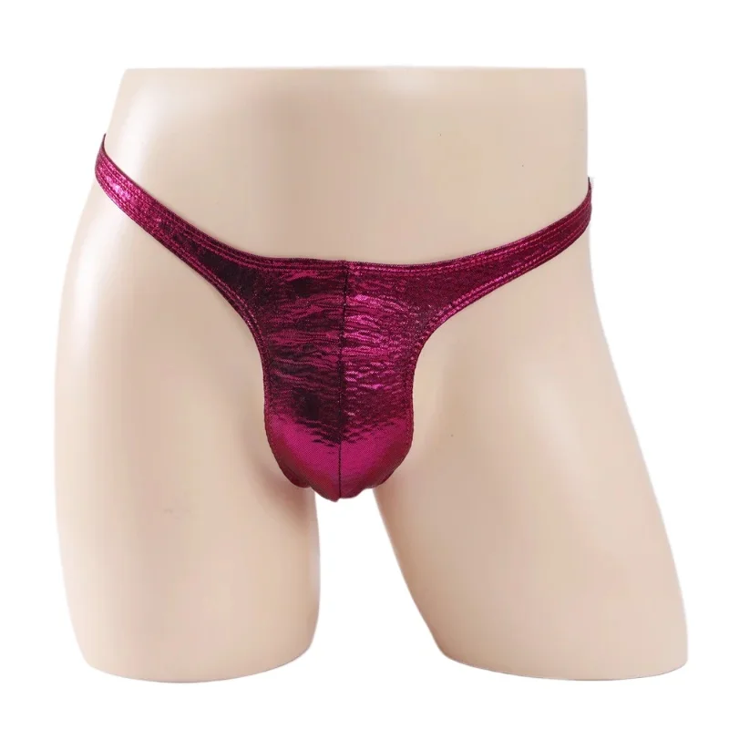 Gay Jockstrap Men Patent Leather Underwear Thongs G Strings U Convex Pouch Lingerie Underpants Low Waist Sissy Jock Strap