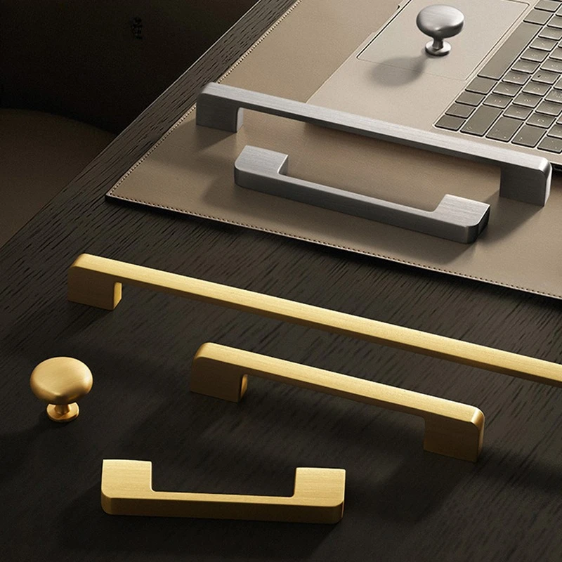 Brushed Gold Cabinet Handles - Modern Minimalist Kitchen Cabinet Pulls, Dresser Drawer Knobs for Wardrobe, Wine Cabinet