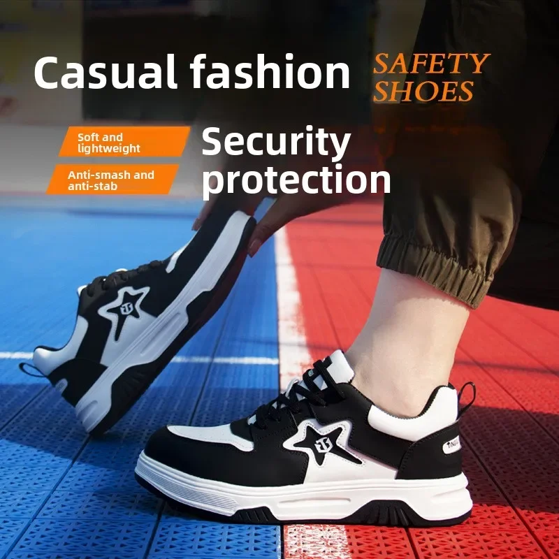 Lightweight EVA Sole Safety Shoes Men Comfortable Breathable Four Season Work Sneakers Anti Slip Protective Footwear