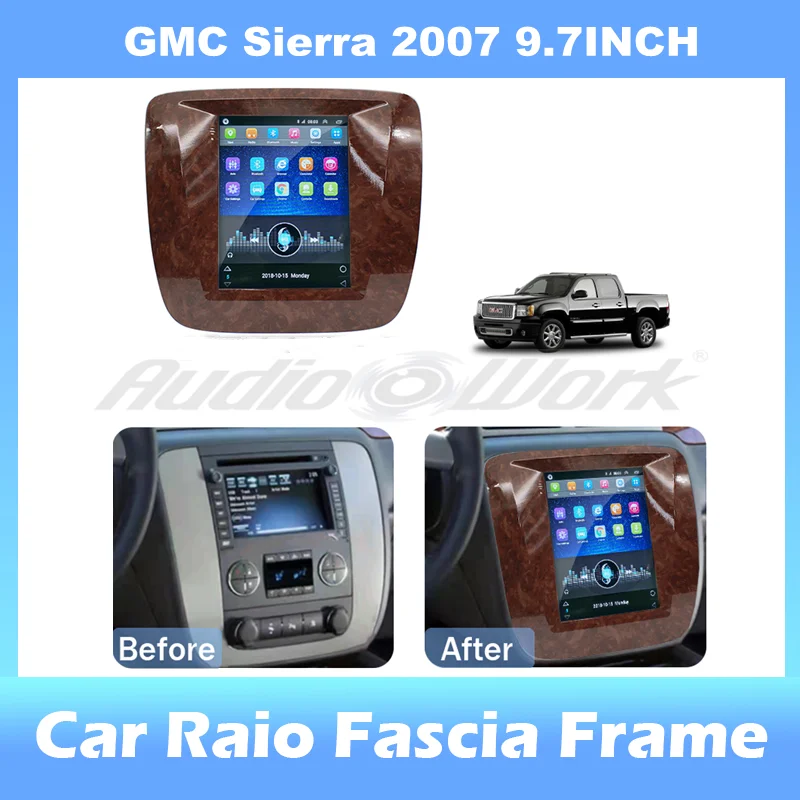 9.7-inch 2din Car Radio Dashboard For GMC Sierra2007 Stereo Panel, For Teyes Car Panel With Dual Din CD DVD Frame