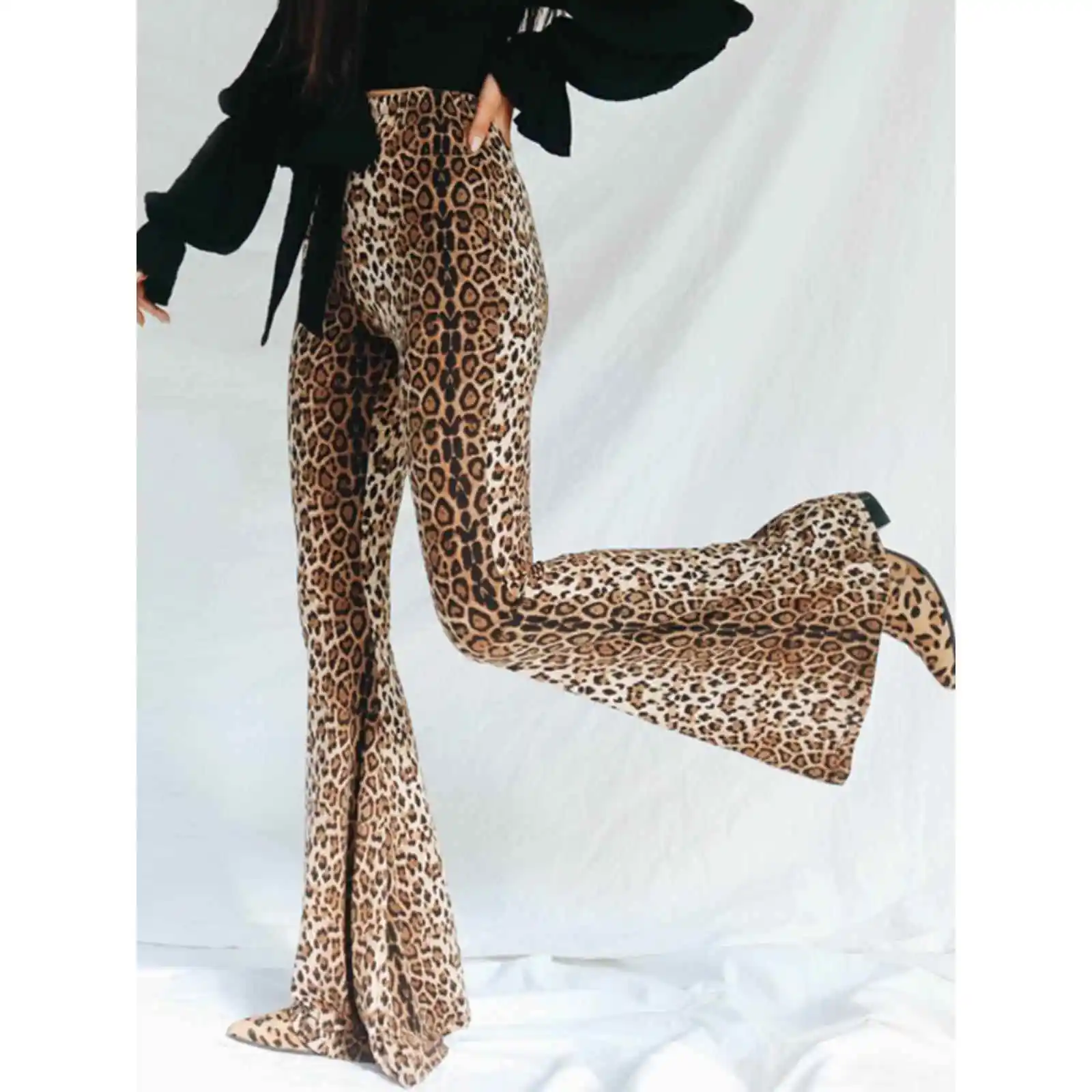 

Leopard Print Pants For Women High Waist Wide Pants Summer Vintage Casual Trousers Woman Y2K Full Length Straight Pants