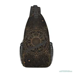 Oriental Mandala Royal Retro Floral Sling Bag Casual Backpack Women Men Crossbody Shoulder Chest Bag Unisex for Travel Hiking