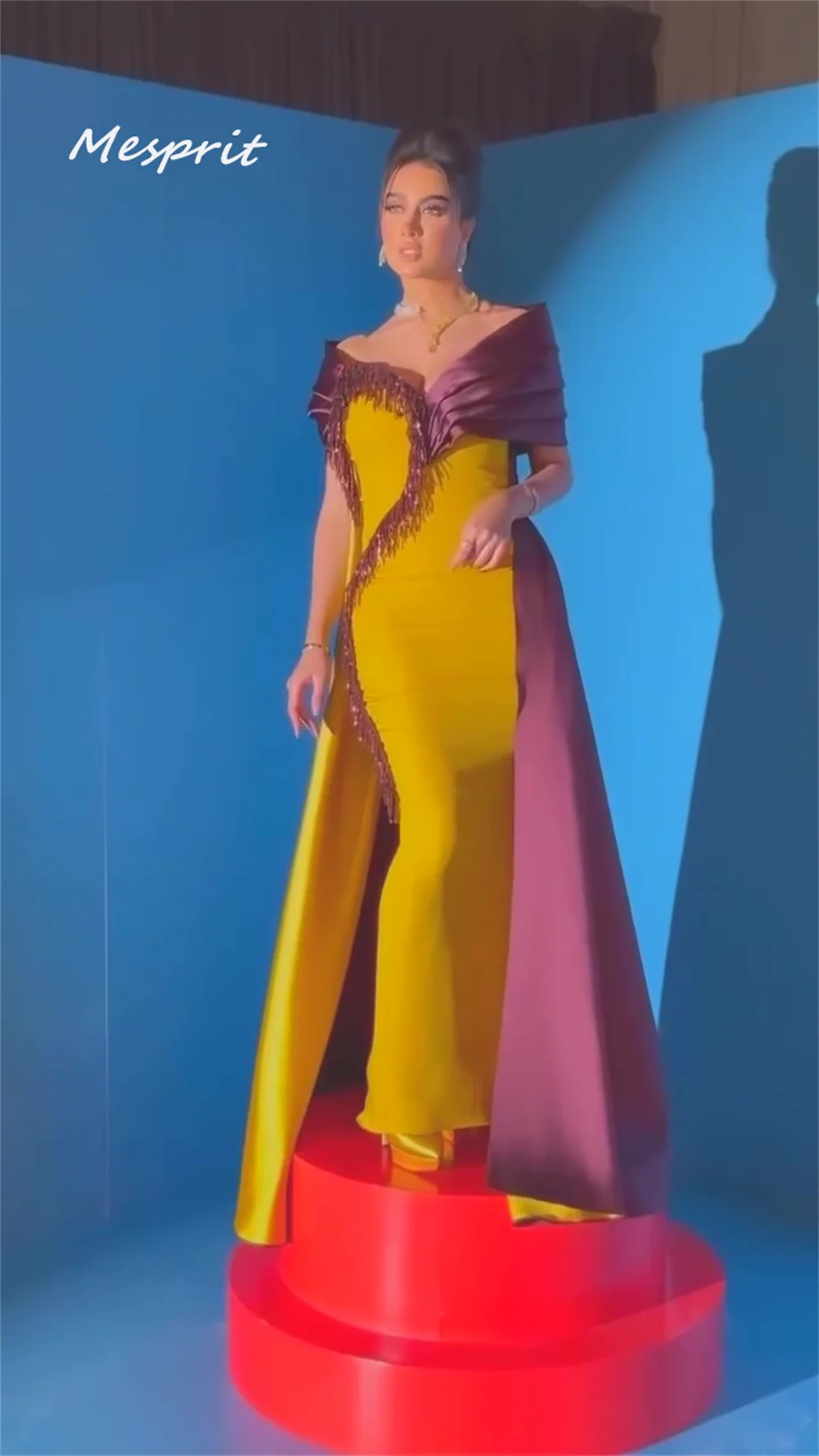 Vestido de noche largo hasta el suelo de sirena, borla, Paillette, abrazando, satén, personalizado, Arabia Saudita, es, moda