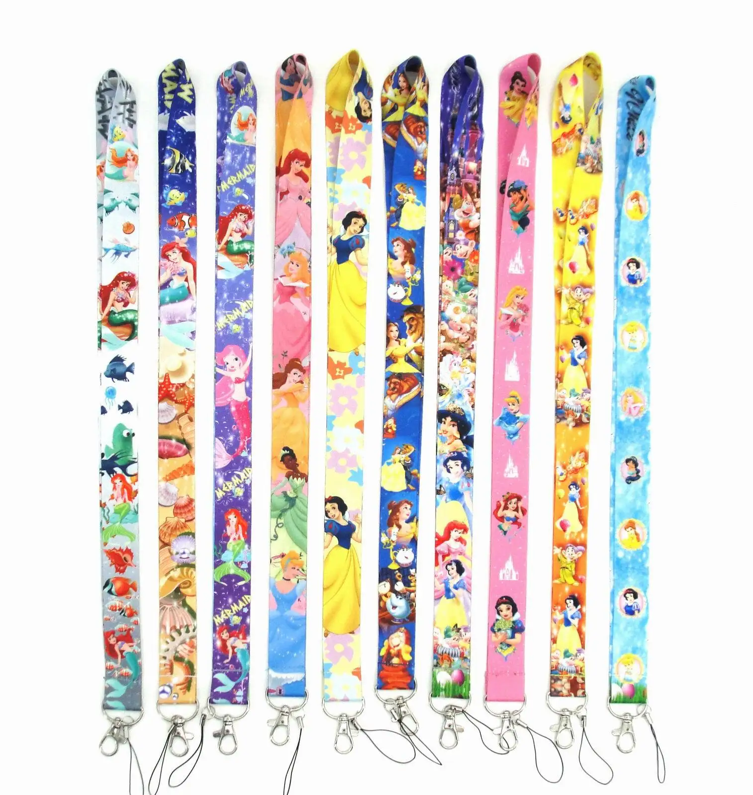 Disney Snow White Mermaid Princess Cartoon Personality Lanyard Badge ID Lanyards Phone Rope Key Lanyard Neck Straps Accessories