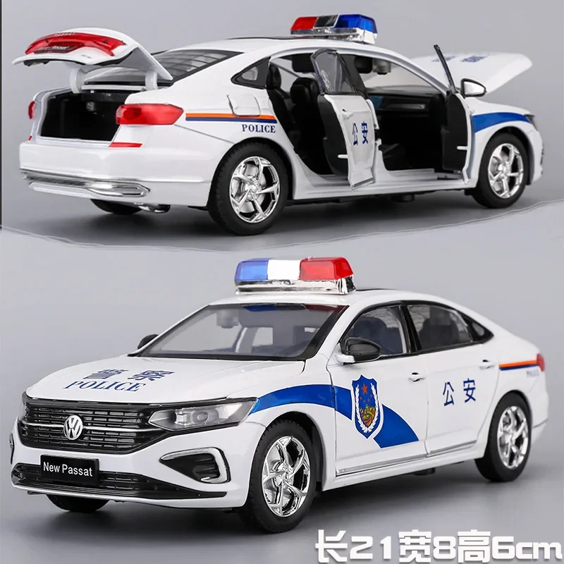 1:24 Volkswagen Passat police car High Simulation Diecast Metal Alloy Model car Sound Light Pull Back Collection Toy Gifts