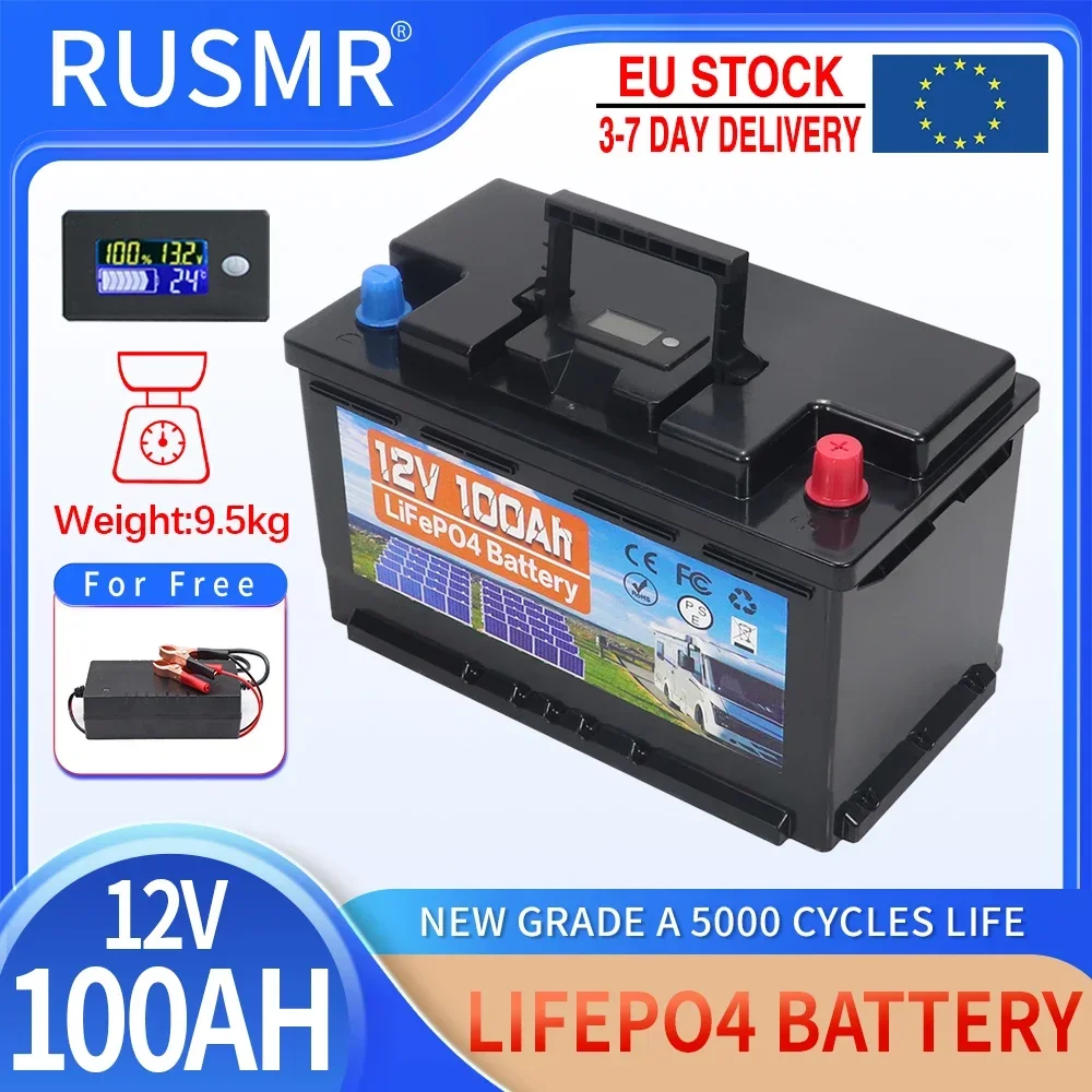 Baterai LiFePO4 12V 150Ah 120Ah 100Ah, siklus 6000 sel fosfat besi Lithium bawaan BMS untuk Keranjang Golf RV berkemah penyimpanan tenaga surya