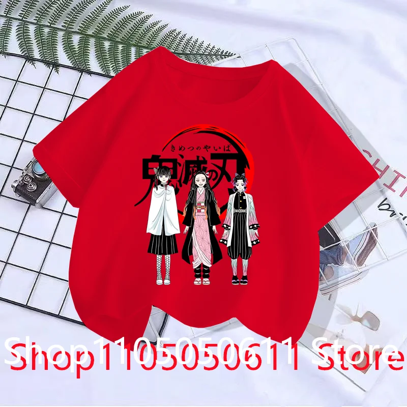 

Детская разноцветная футболка с принтом Kimetsu No Yaiba, забавный топ с героями мультфильмов для девочек, разноцветная футболка с круглым вырезом и короткими рукавами для мальчиков
