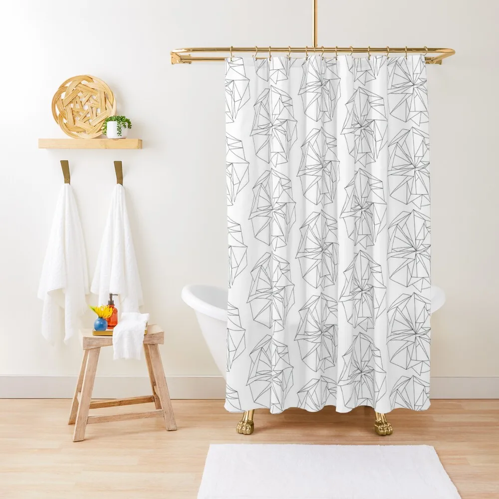 

Black Simple Geometric 3D Triagle Design Shower Curtain Shower For Bathroom Waterproof Fabric Bathroom Curtain