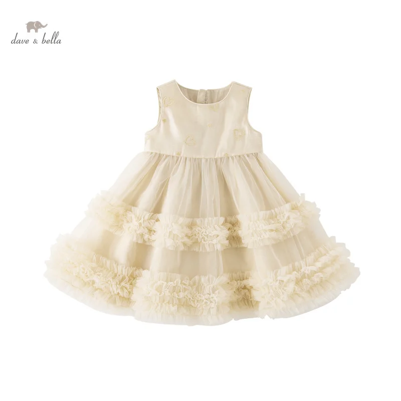 Dave Bella Girl\'s Dresses Summer New Children\'s Mesh Cake Dress In The Big Children Temperament Princess Dress DB2235440