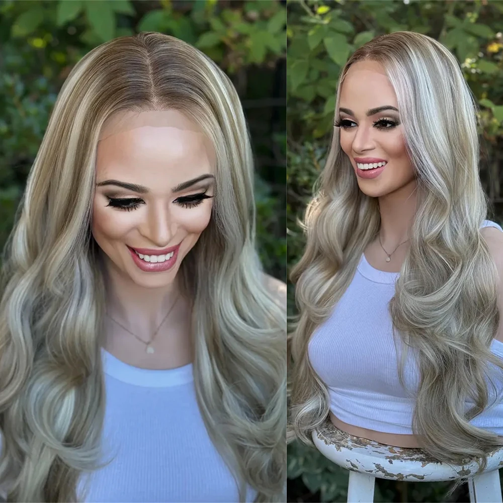 

Термостойкий парик из синтетического волокна, бежевый блондин, балаяж для женщин, парик для косплея с реалистичным эффектом, расплавленные корни