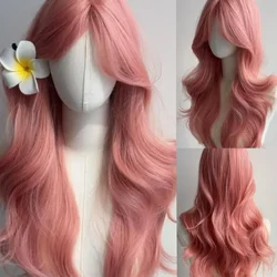 Ashely Water Dance Sand Wig Lolita Long Curly Hair Headband Set Simulation Pink Cospaly Big Wave Middle Parting  Synthetic Wigs