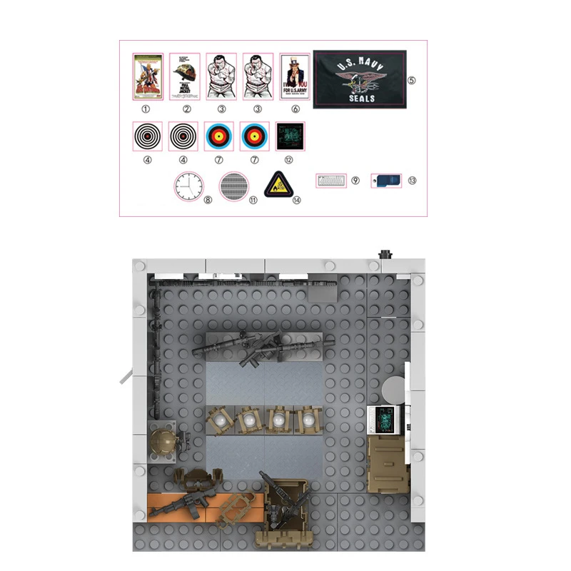 軍事機器保管室シーン監視塔コマンドベース警察ワイヤーメッシュスタンドビルディングブロックモデルセットレンガ