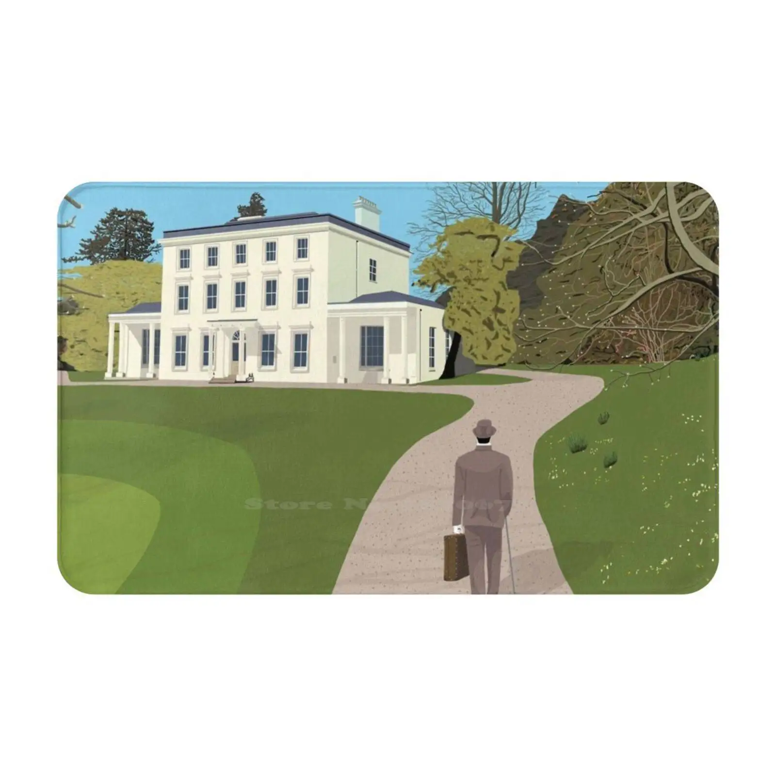 The Visitor Soft Cushion Car Home Carpet Door Mat Hercule Poirot Detective Country Home Belgian Agatha Christie Literature