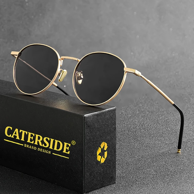 CATERSIDE New Retro Round Polarized Sunglasses Men Metal Small Frame Punk Sun Glasses Women Fashion Party Outdoor Driving UV400