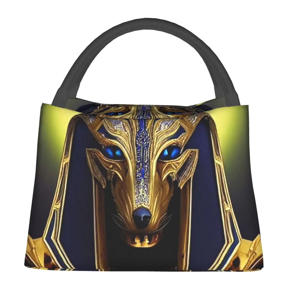 Egyptian God Anubis Art Lunch Bags Insulated Bento Box Leakproof Lunch Tote Picnic Bags Cooler Thermal Bag for Woman Girl Work