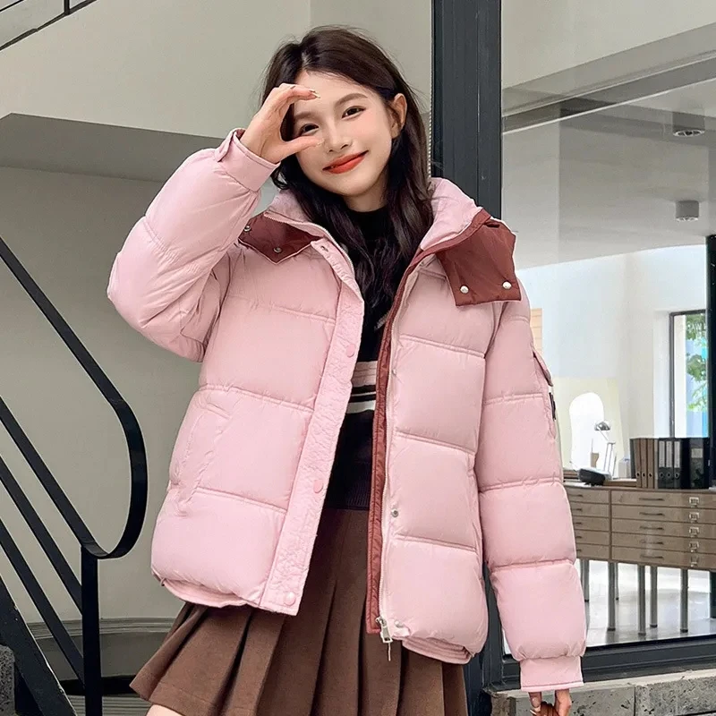 Fashion 2025 New Women Parkas Down Jacket with Hood Autumn Winter Warm Over Size Casual Short Thick Outwear Female Coat