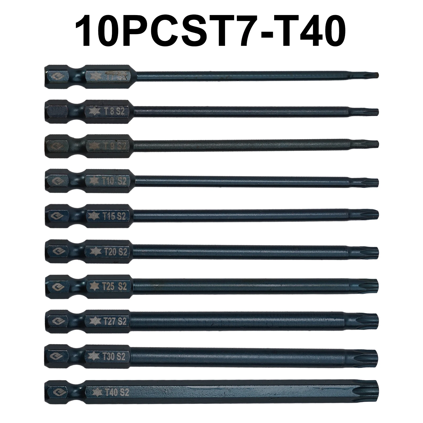 

10pc 100mm Torx Screwdriver Bits T7-T40 Magnetic Driver Head 1/4'' Hex Shank For Electronics Furniture Repairing Electric Driver