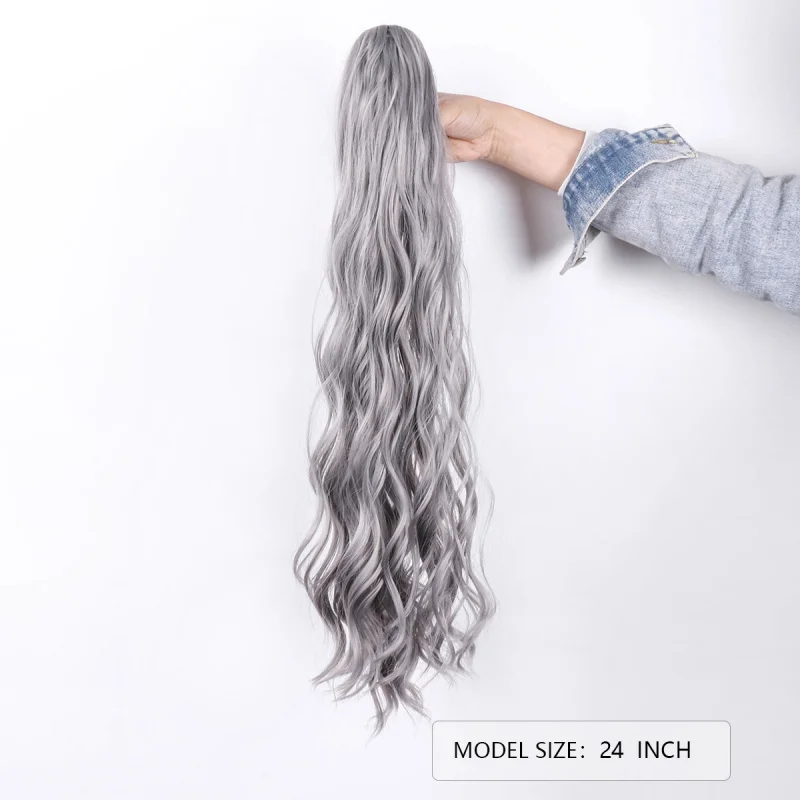 Long Curly Ponytail Wig for Women, Fluffy Natural Invisible Claw Clip Ponytail Wig view 4