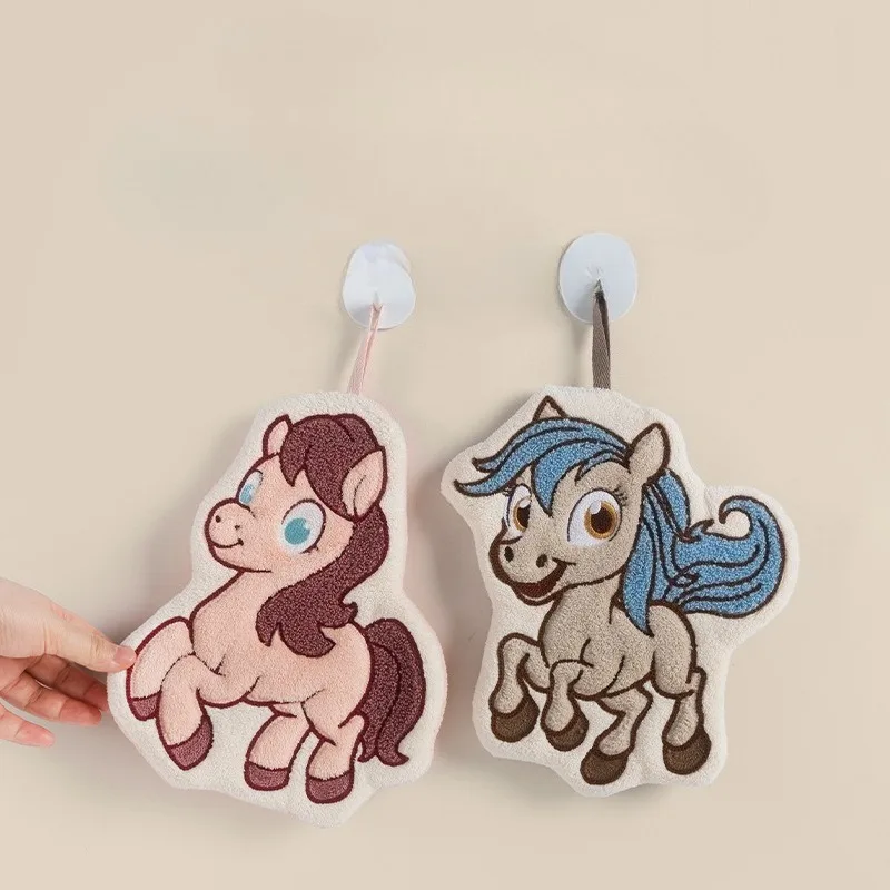 Toalha de cozinha suspensa absorvente fofa de desenho animado My Little Pony Toalha de mão para casa