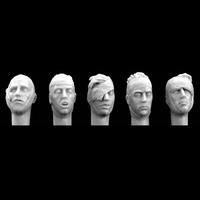 1/35 5 bandaged heads, Resin Model figure soldier, Military themes, Unassembled and unpainted kit