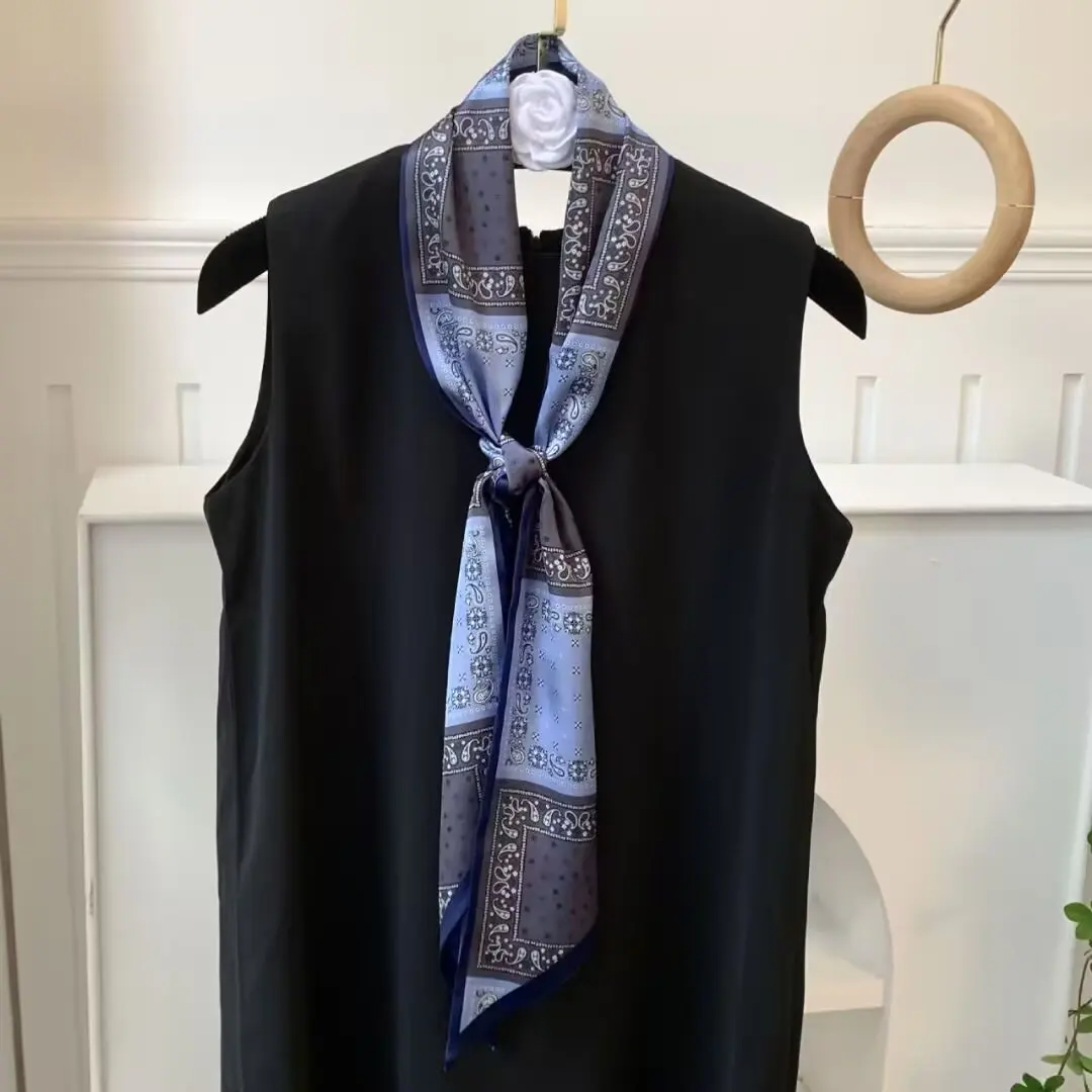Luxuriöser Seidenschal mit Gürteldruck für Damen, weicher Halstuch, eleganter Schal, Bandana, Paisley-Print, Hijab, Taschenband – Detail 8