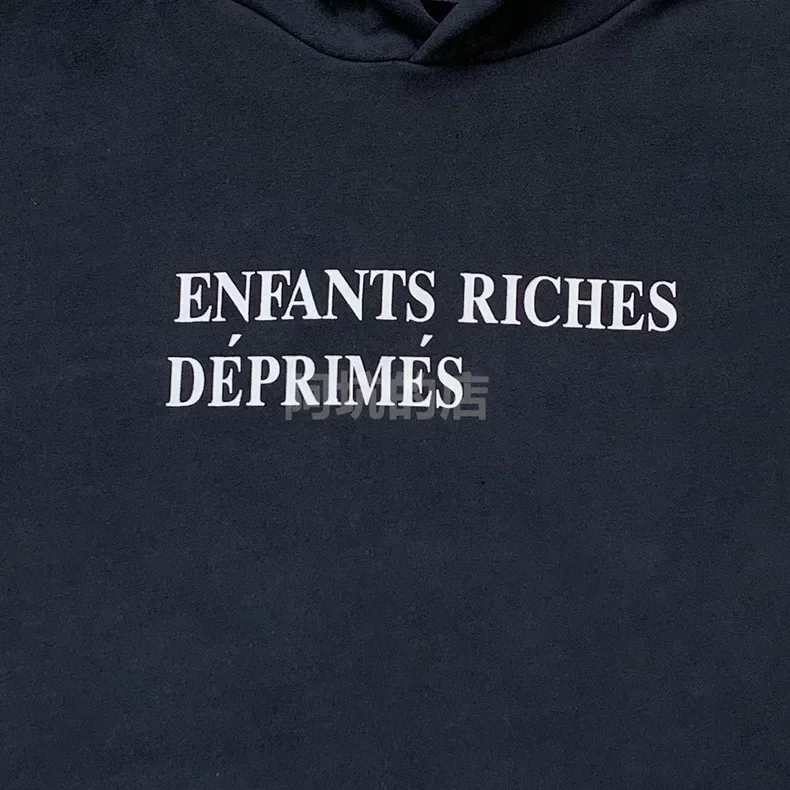 25ss Black Washed Enfants Riches Deporimes Hoodies Classic Letter Logo Print Pure Cotton ERD Oversized Hooded Sweatshirts