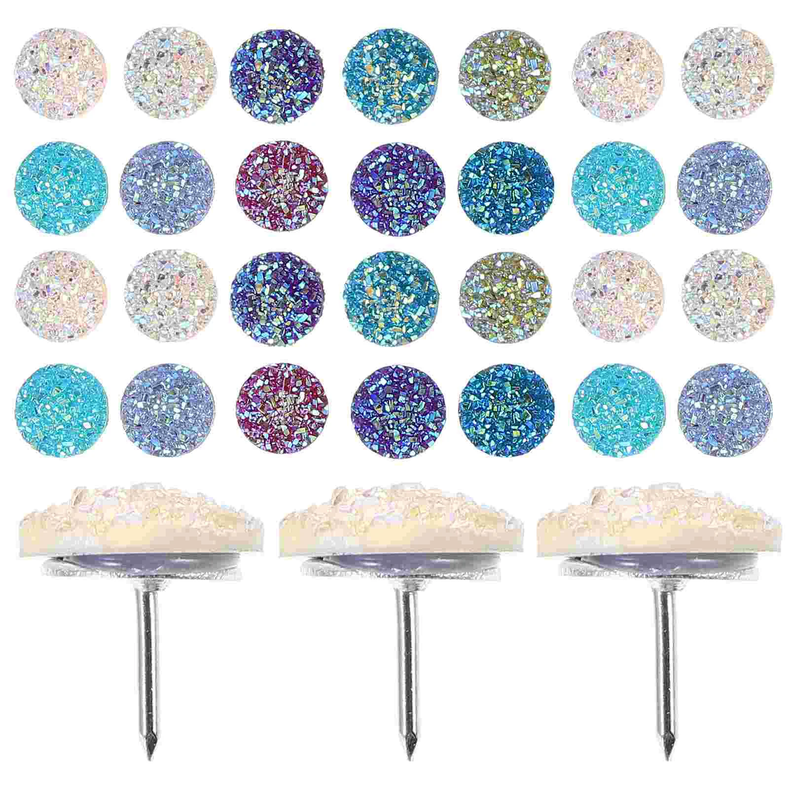 30 Pcs Shiny Rhinestone Thumb Pins (mixed Colors) 30pcs Tacks Compact Thumbtacks Shining Pushpins Small Plastic Daily Use