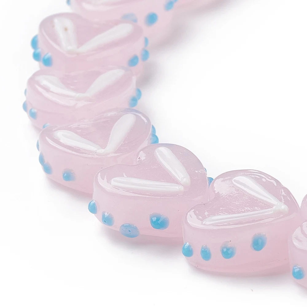 PandaHall 1 Strang handgefertigte Lampwork-Herzperlen, 14-17x16,5-17x6,5-7mm, 38cm Länge für DIY Halsketten- und Armbandherstellung – Detail 38