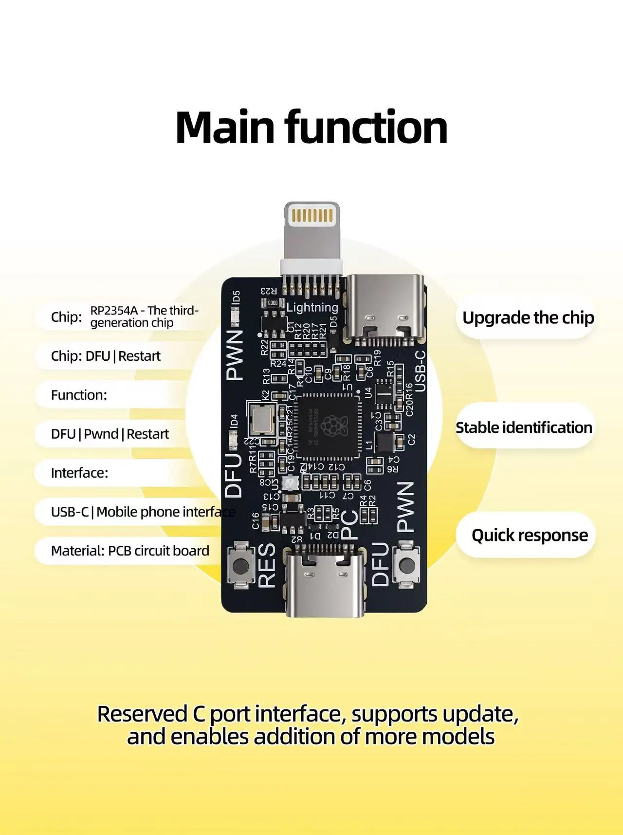 SUNSHINE RP2354A Pico DFU Engineering Board One‑Click DFU PWND Tool for iPhone XR‑11Pro Max iPad Repair