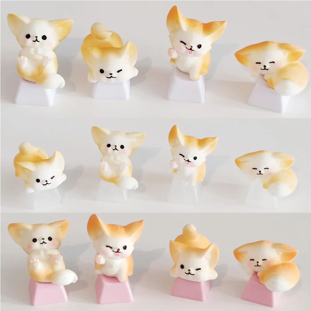 Cute Fox Resin Keycaps ESC Caps for Cross Switch Mechanial Gaming Keyboards Pink Transparent White Personalized Custom Keycap
