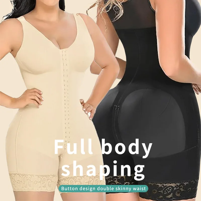 Shapewear High Compression Bodysuit Girdles with Brooches Bust for Daily and Post-Surgical Use Slimming Sheath Belly Women