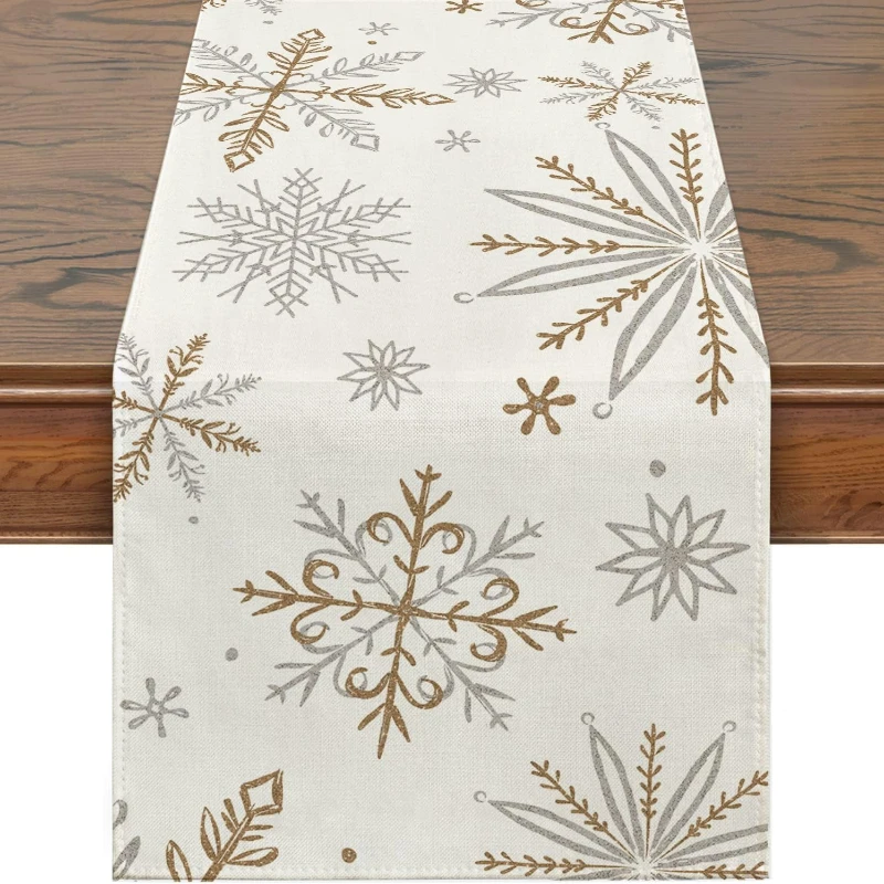 Winter Snowflake Kitchen Decoration Table Runner Christmas Arrangement Celebration Party Accessories Coffee Table Runner