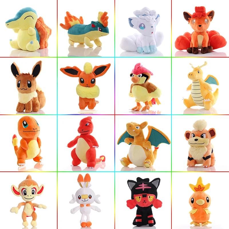 

20cm Fire Type Pokémon Charmeleon Chimchar Charizard Plush Toys Kawaii Flareon Vulpix Quilava Torchic Doll Kids Birthday Gifts