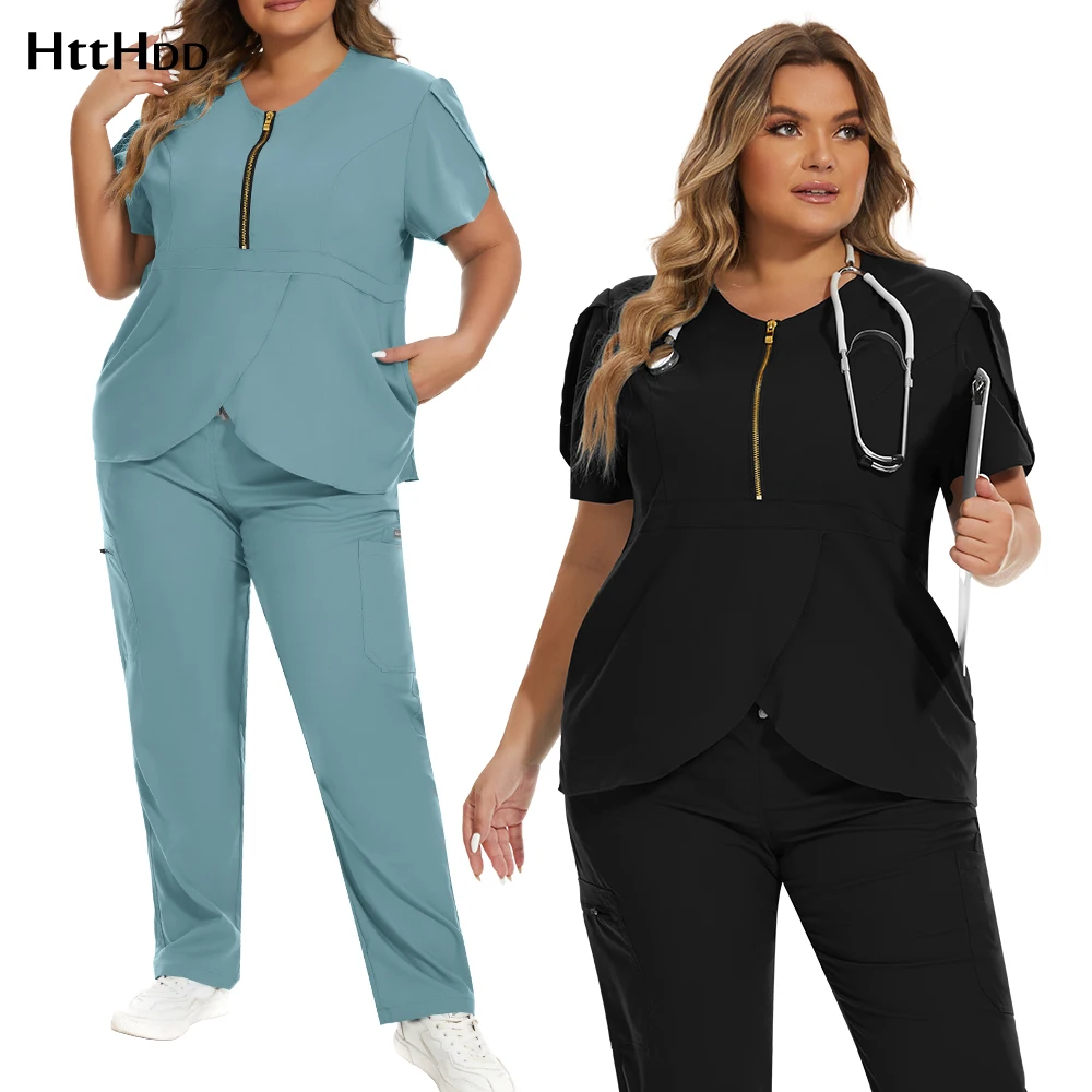 

Women's Medical Sets Hot Sales Scrubs Medical Uniforms Women Navy Blue Veterinaria Dentist Beautician Manicurist Work Wear Soft