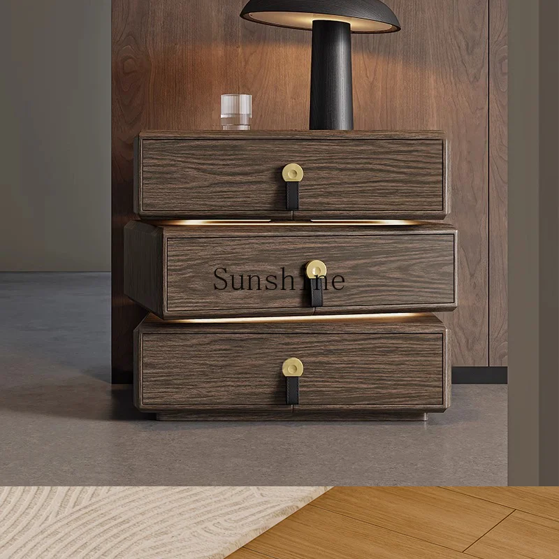 

Premium light luxury 360 ° rotating bedside cabinet intelligent atmosphere leather storage modern simplicity