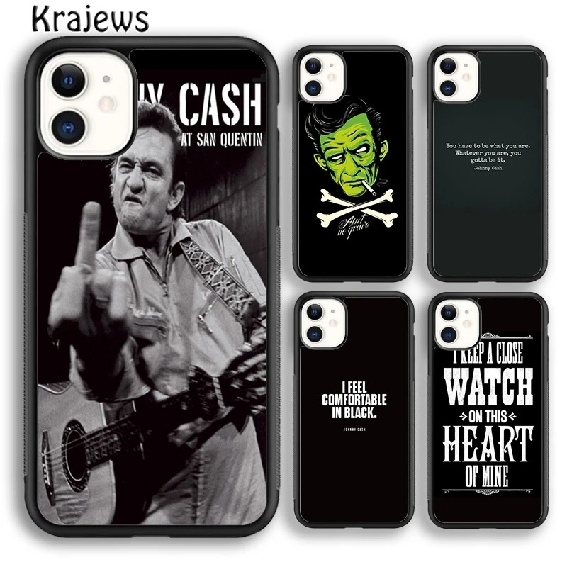 Krajews Johnny Cash The Finger Singer Rock Phone Case Cover For iPhone 16 15 14 plus XS XR 11 12 mini 13 pro max