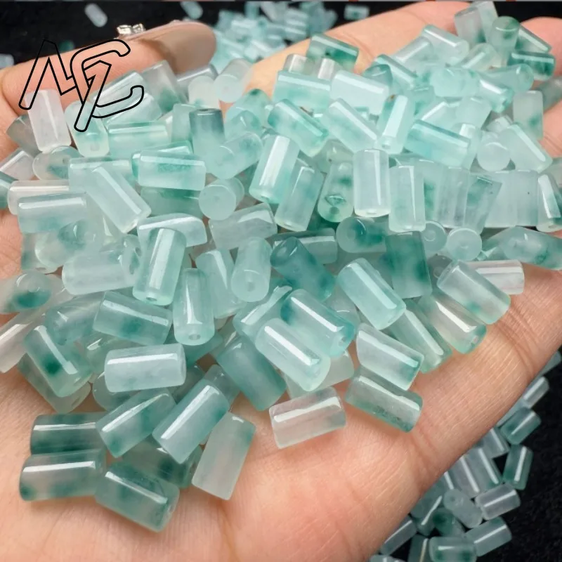 

10pcs LIce Floating Flower Jade Bucket Bead DIY Bracelet Earrings Charm Jadeite Jewellery Fashion Accessories Amulet Gifts Women