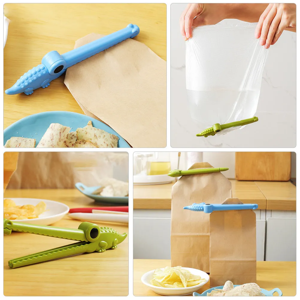 4Pcs Snack Bag Clips Cartoon Style Plastic Food Sealing Clamps Moisture Insect Proof for Chips Salt Flour Oatmeal Storage Sealer