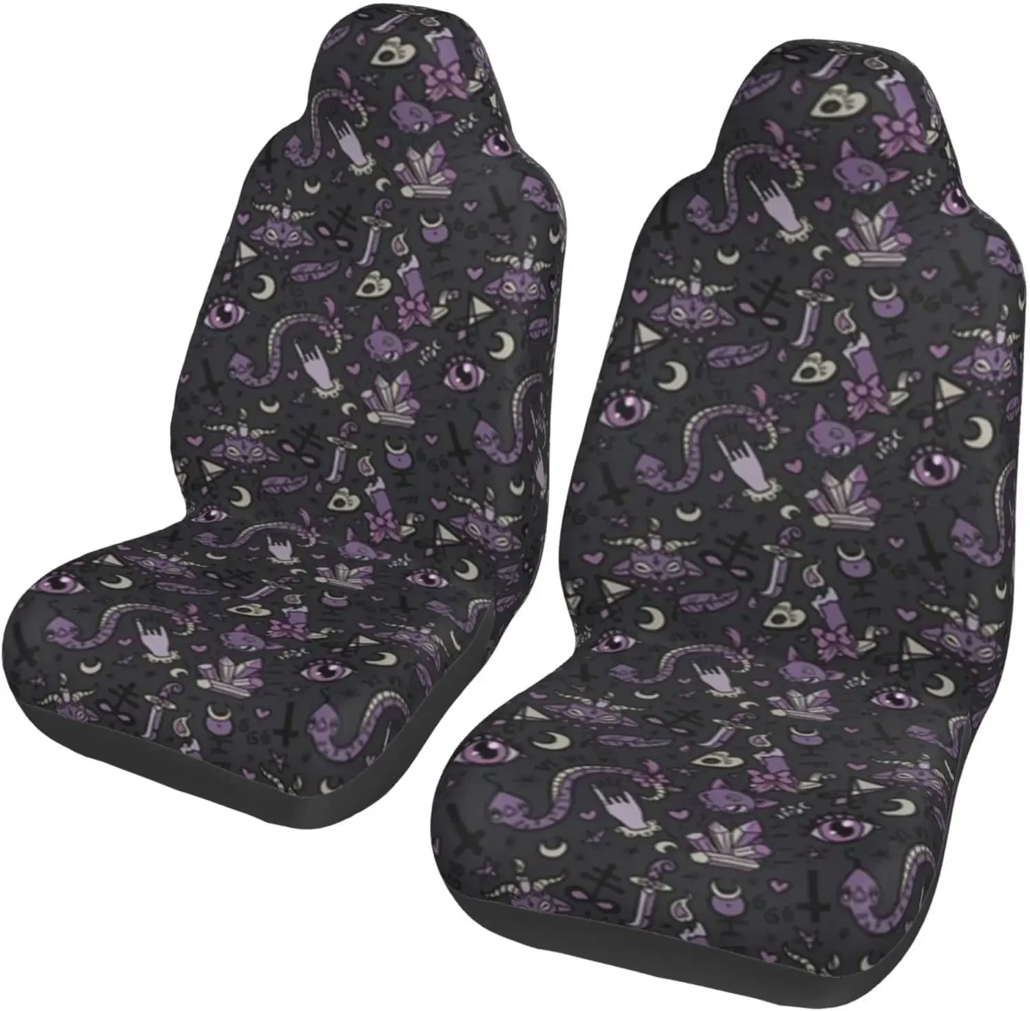 Purple Black Goth Spooky 2 car seat Covers car Front seat Protectors for SUVs Cars Trucks